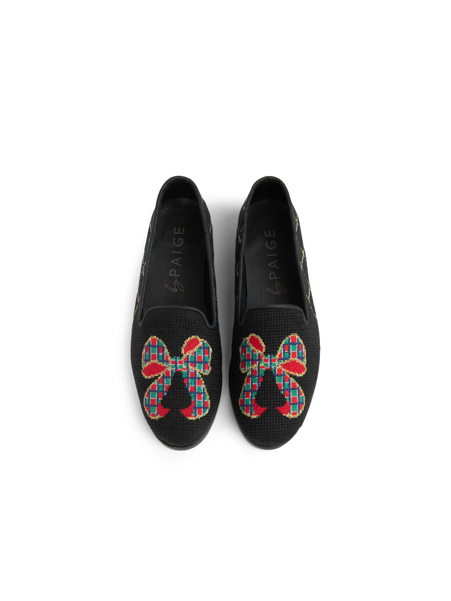 Needlepoint Loafer in Tartan Bow