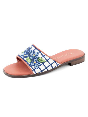 Needlepoint Sandal in Hydrangea