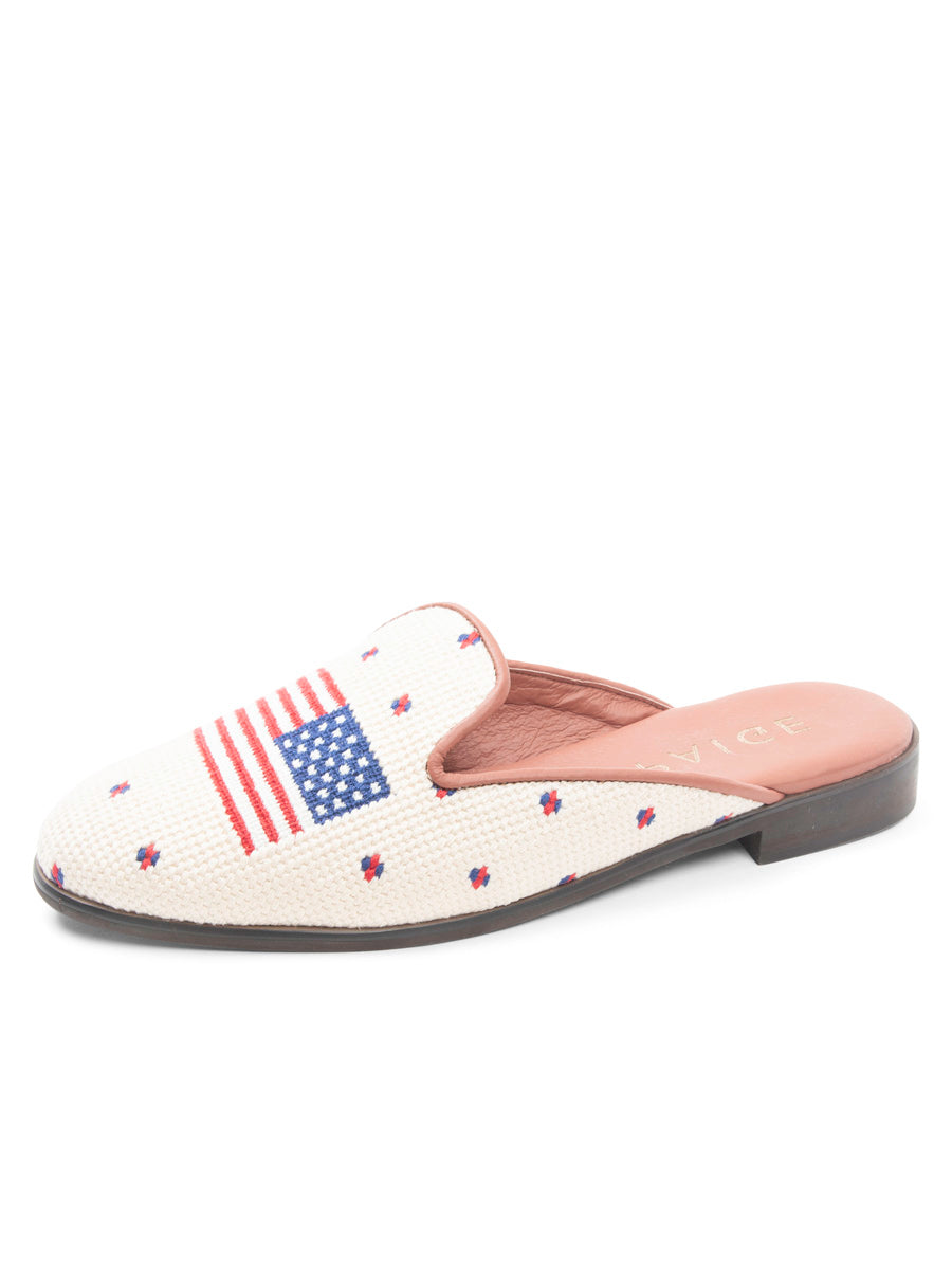 Needlepoint Mule in American Flag