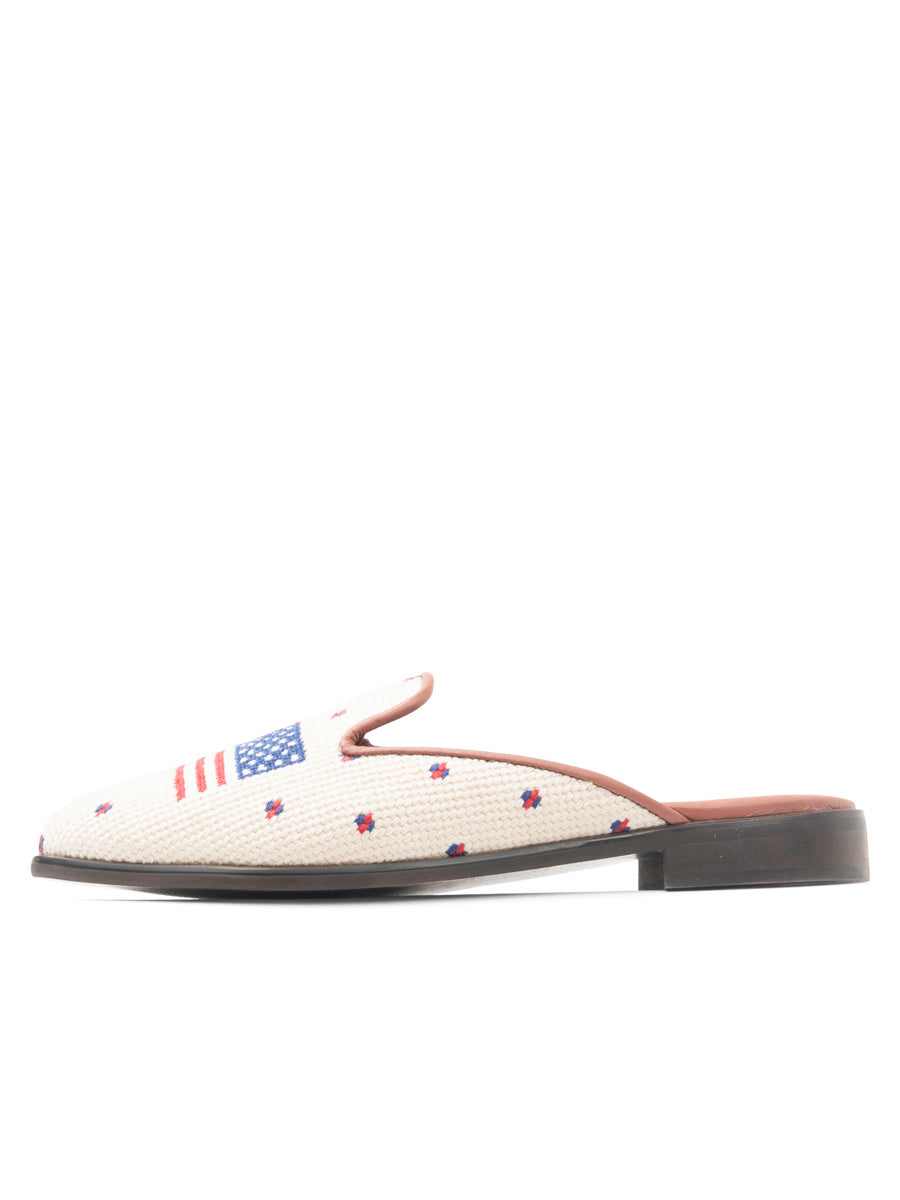 Needlepoint Mule in American Flag