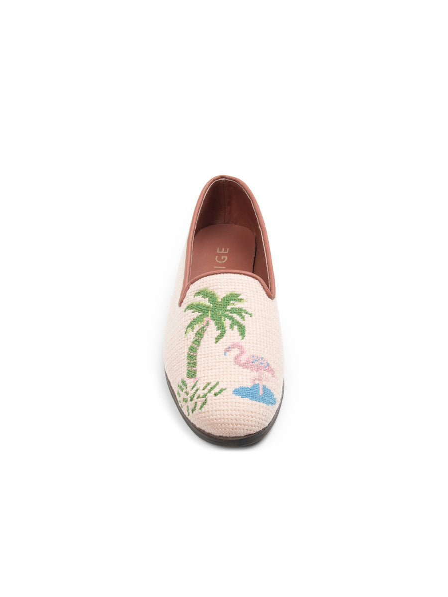 Needlepoint Loafer in Flamingo & Palm Tree