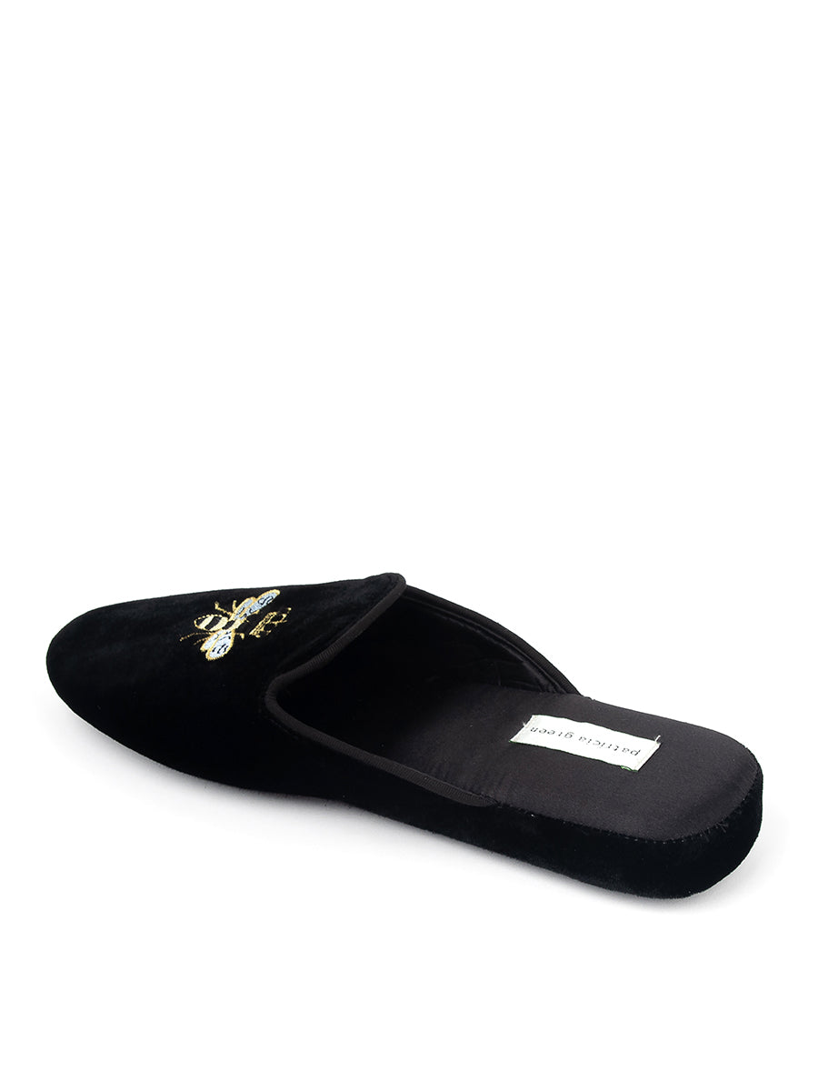 Queen Bee Embroidered Velvet Slipper