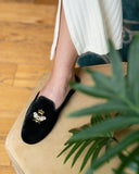 Queen Bee Embroidered Velvet Slipper