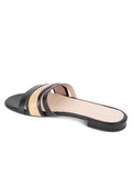 Amalfi Raffia and Leather Flat Sandal