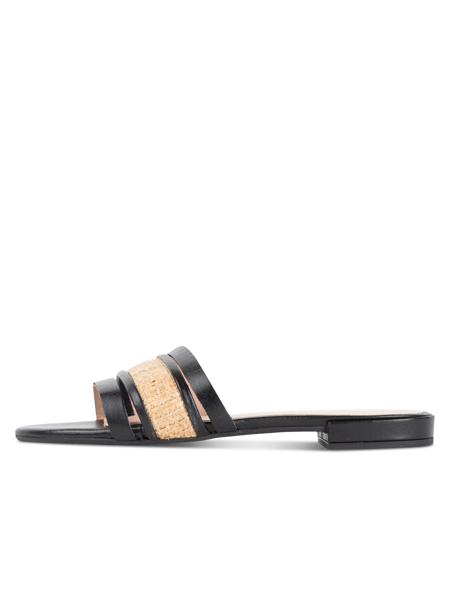 Amalfi Raffia and Leather Flat Sandal