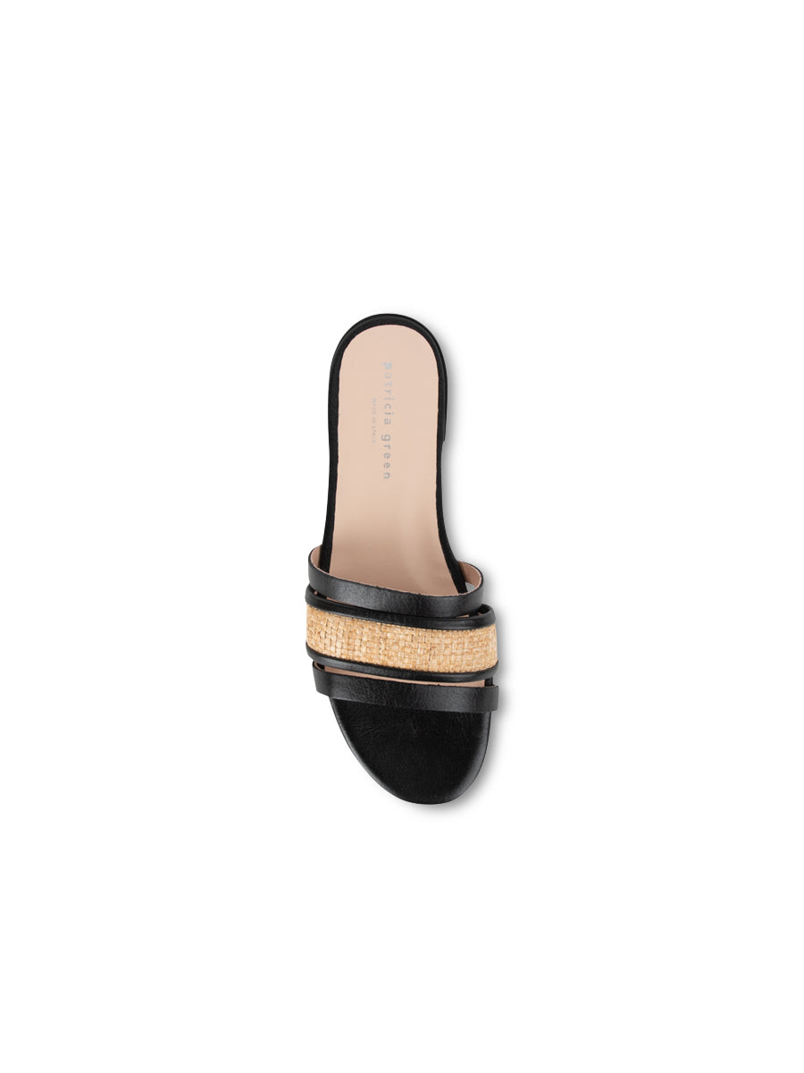 Amalfi Raffia and Leather Flat Sandal