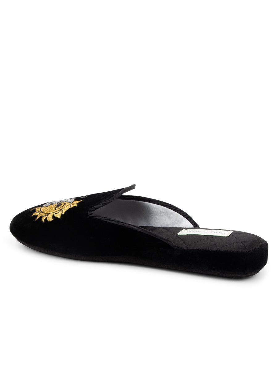 Sun Moon & Stars Embroidered Velvet Slipper