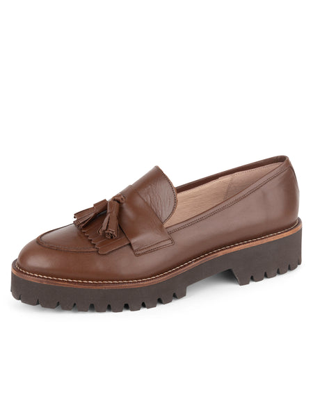 Patricia Green Women's Beckham Tassel Lug Loafer in Chocolate