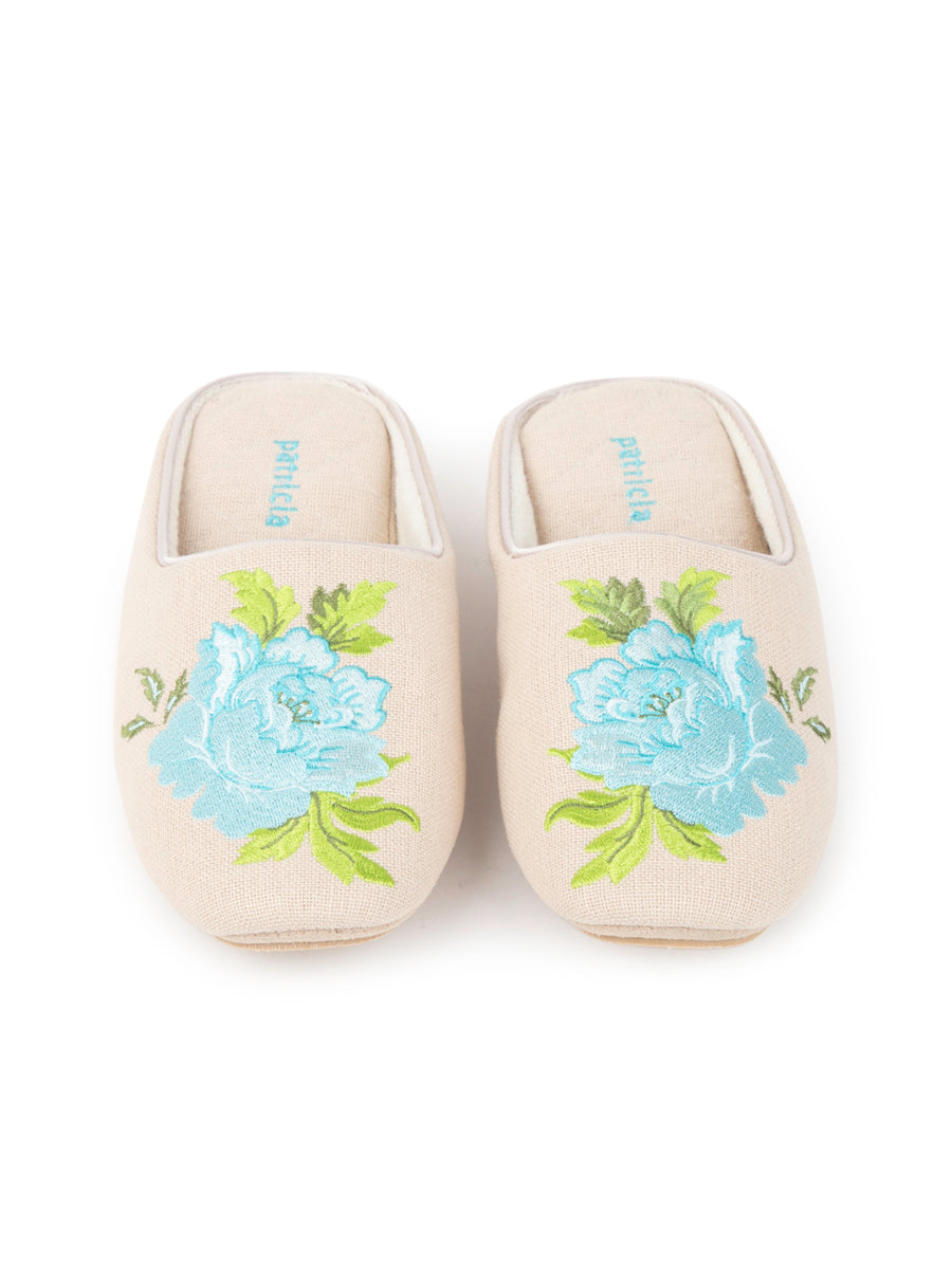 Peony Embroidered Slipper