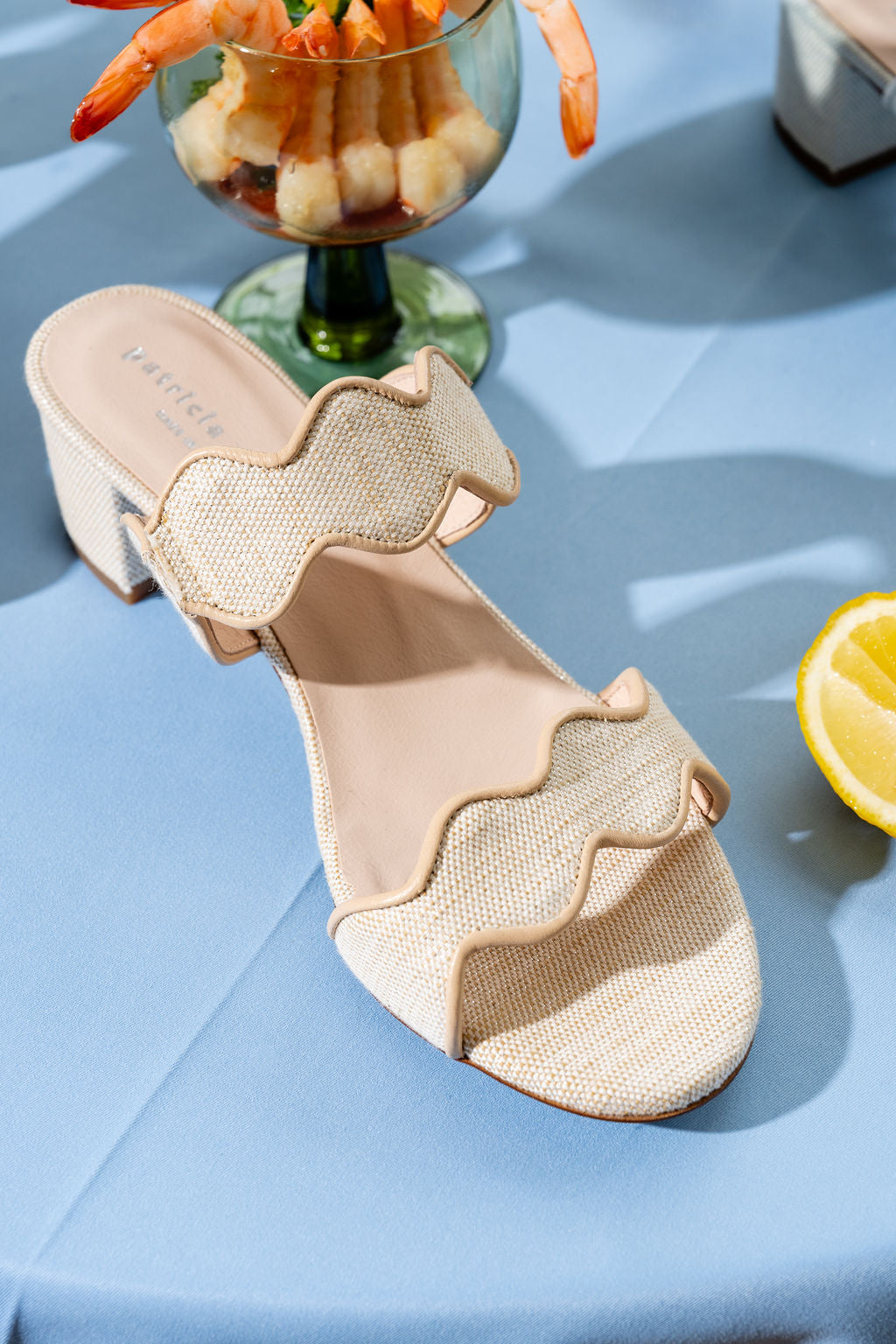 Palm Beach Block Heel Scalloped Sandal