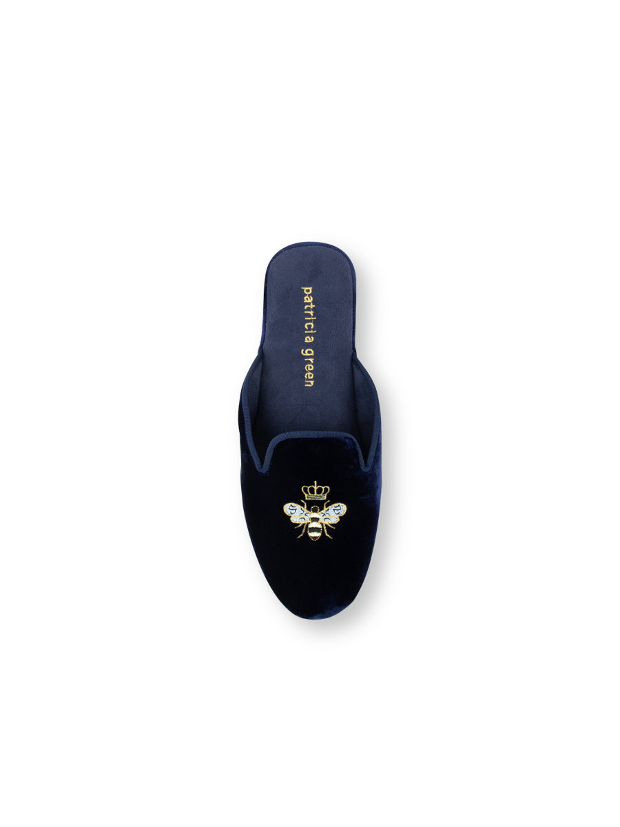 Queen Bee Embroidered Velvet Slipper