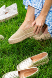 Abigail Scalloped Raffia Slip On Espadrille