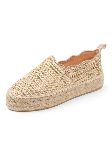 Abigail Scalloped Raffia Slip On Espadrille