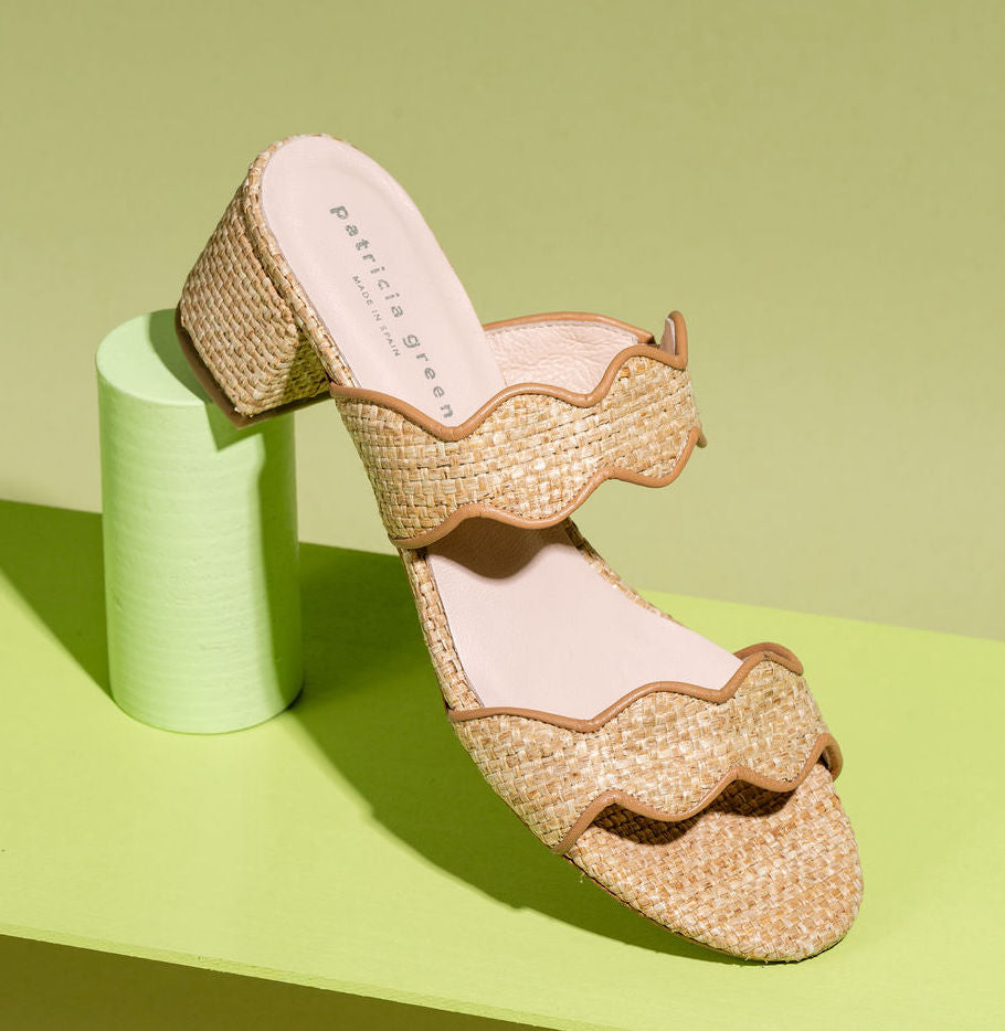 Palm Beach Block Heel Scalloped Sandal