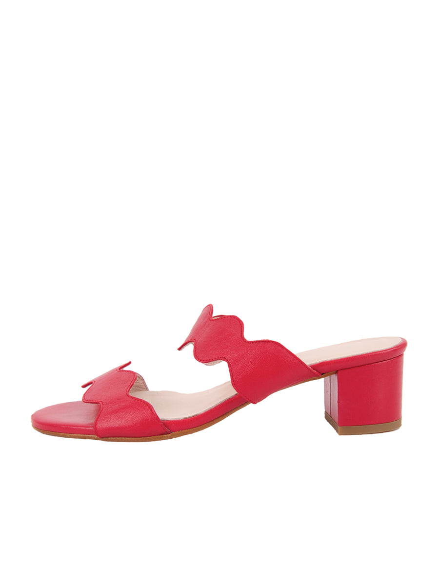 Palm Beach Block Heel Scalloped Sandal