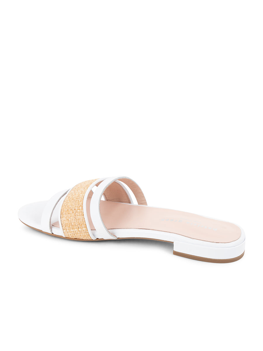 Amalfi Raffia and Leather Flat Sandal