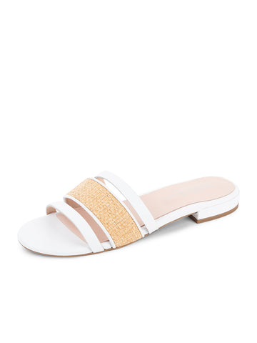 Amalfi Raffia and Leather Flat Sandal