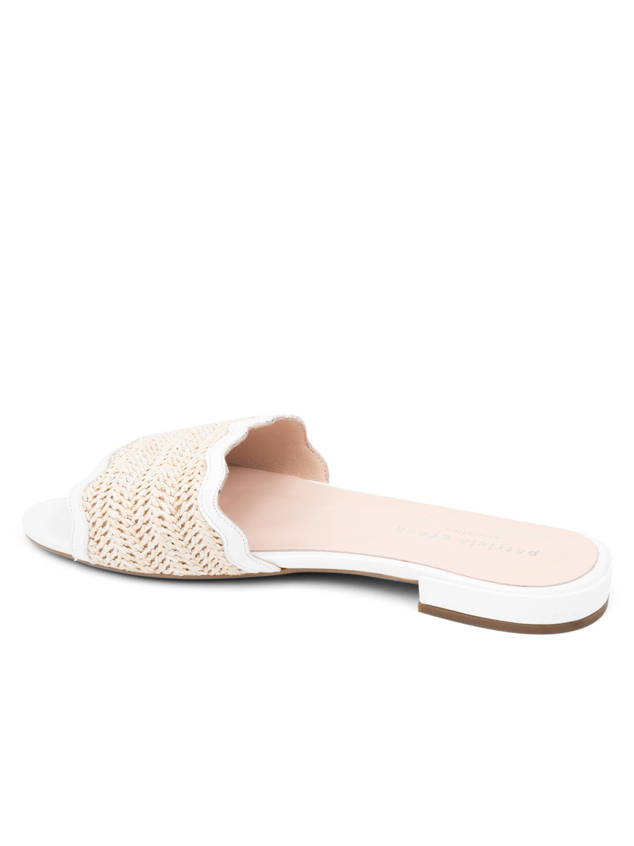 Emma Scalloped Raffia Flat Sandal