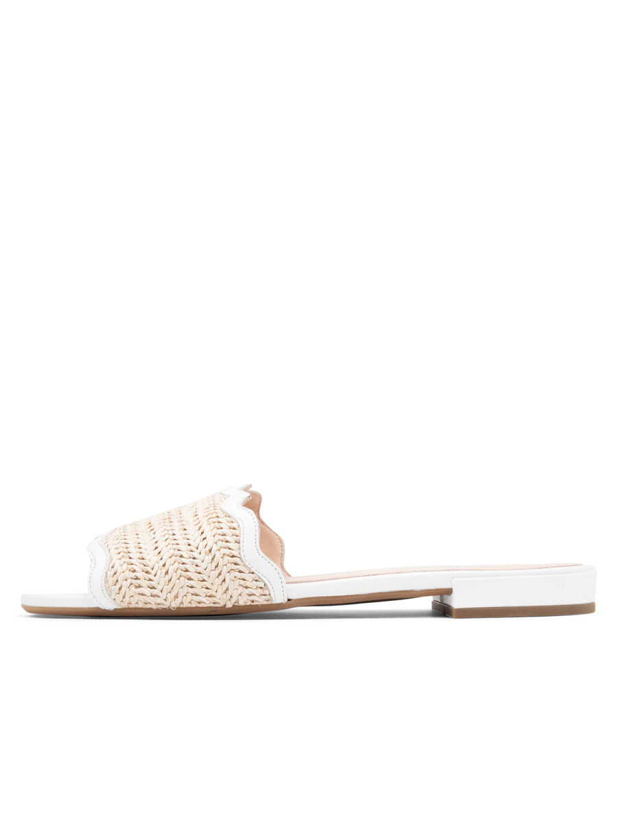 Emma Scalloped Raffia Flat Sandal